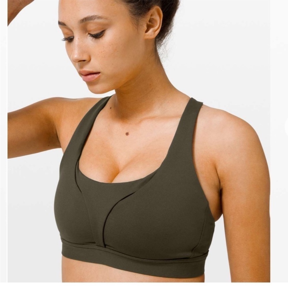 Lululemon Dark Olive Stash it All Padded Sports Bra Size 6